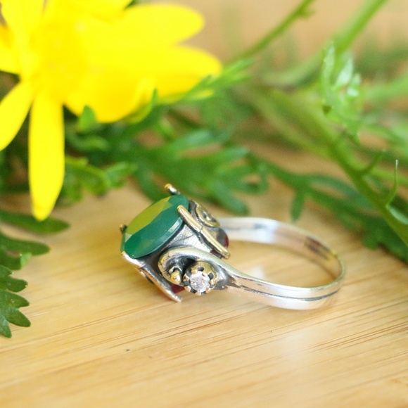 Sterling Silver Jade Stones Revers Rings - Picture 8 of 8